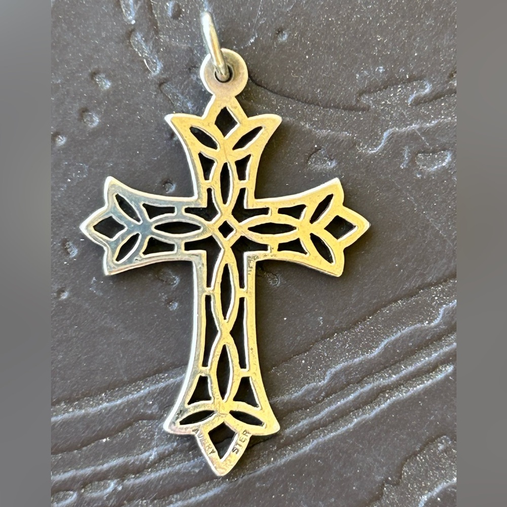 James Avery Lattice Cross Pendant Sterling Silver 1.25”